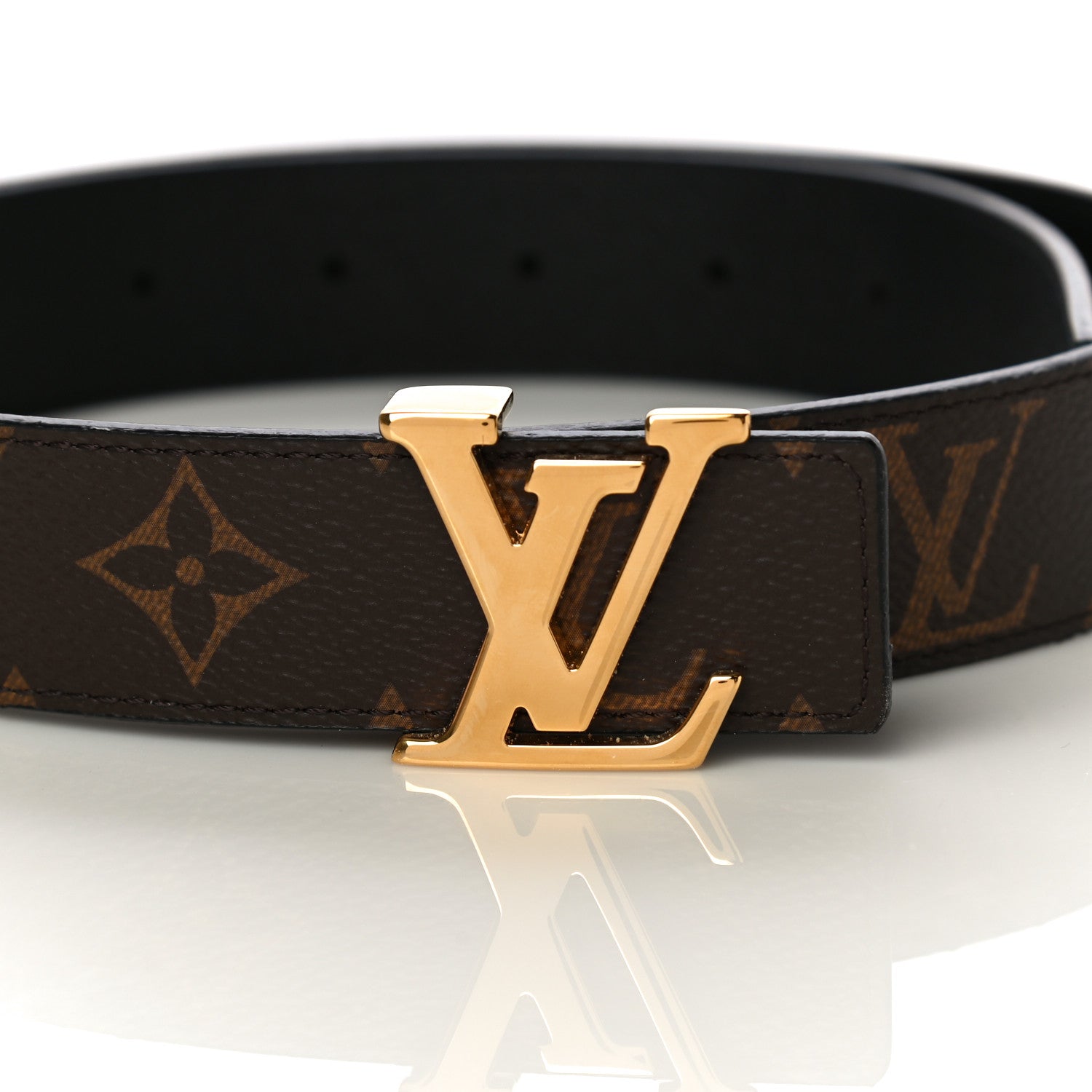Louis Vuitton Calfskin Monogram 30mm LV Initiales Reversible Belt 80 32 Black 6 of 7