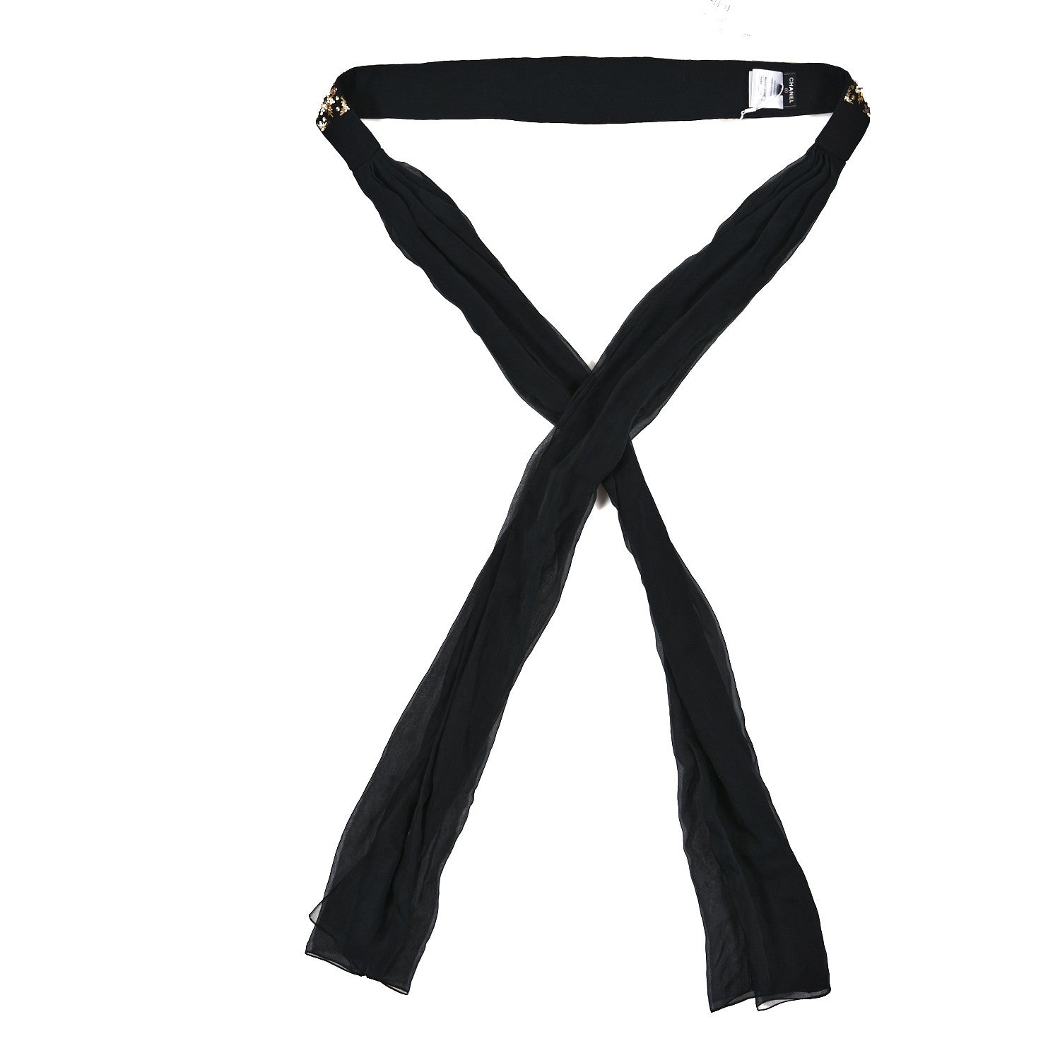 Chanel Crystal Embellished Sash Belt M Black 1 of 4