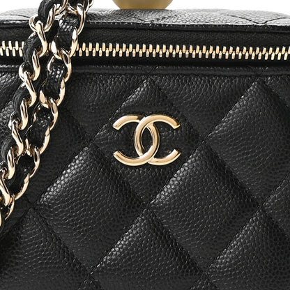 Chanel Caviar Quilted Mini Pearl On Top Vanity Case With Chain Black 8 of 10