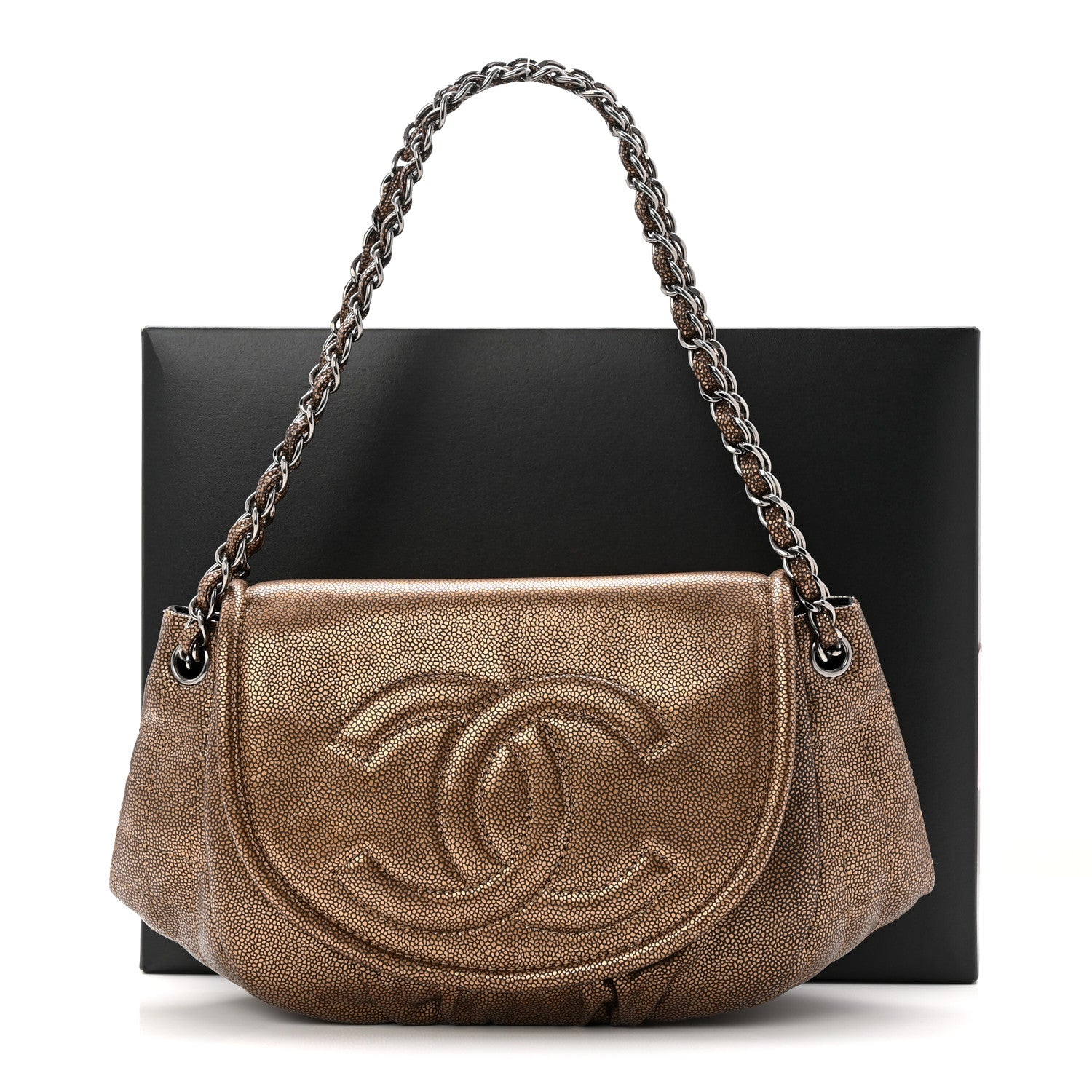 Chanel Metallic Caviar Half Moon Large Flap Bronze 11 of 11