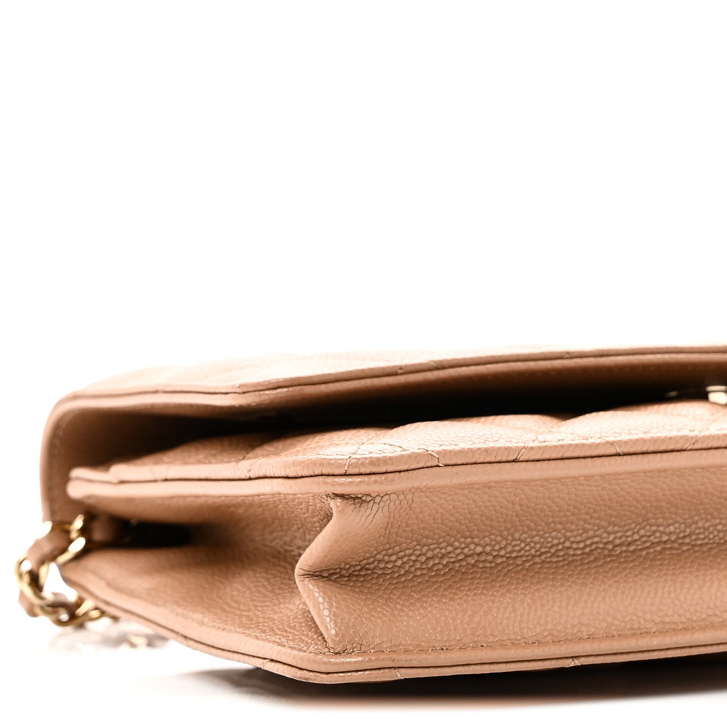 Caviar Quilted Wallet on Chain WOC Dark Beige