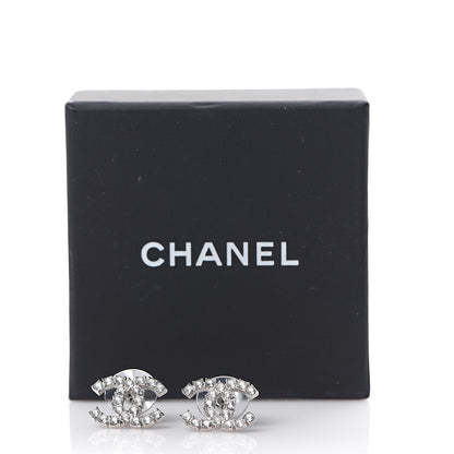 Chanel Crystal CC Earrings Silver 5 of 5