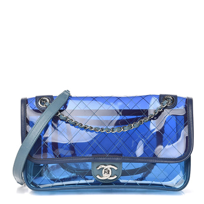 Chanel PVC Lambskin Stitched Medium Coco Splash Flap Blue 1 of 10