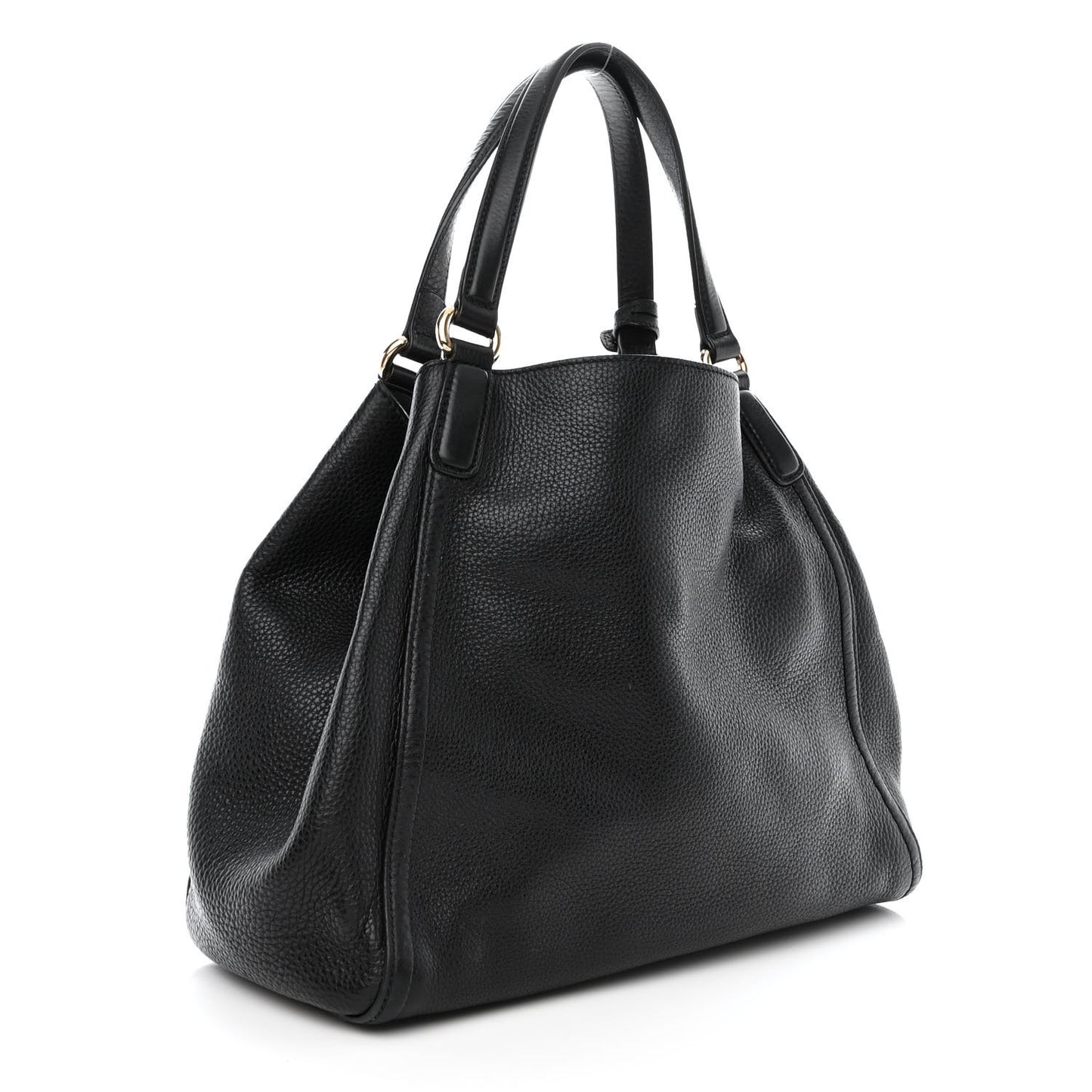 Pebbled Calfskin Medium Soho Shoulder Bag Black