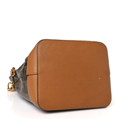 Fendi Glazed Fabric Vitello Grace F is Fendi FF 1974 Stamp Patch Grande Mon Tresor Bucket Bag Mogano Panna Nocciola 4 of 10