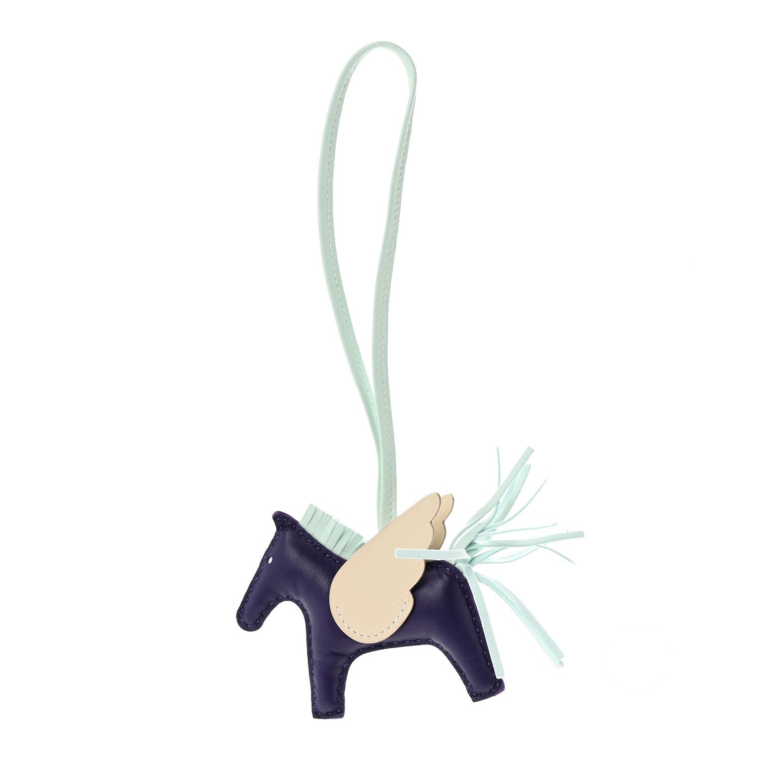 Hermes Milo Lambskin Grigri Rodeo Pegase Horse Bag Charm PM Purple Vert Peppermint Craie Purple Vert Peppermint Craie 1 of 6