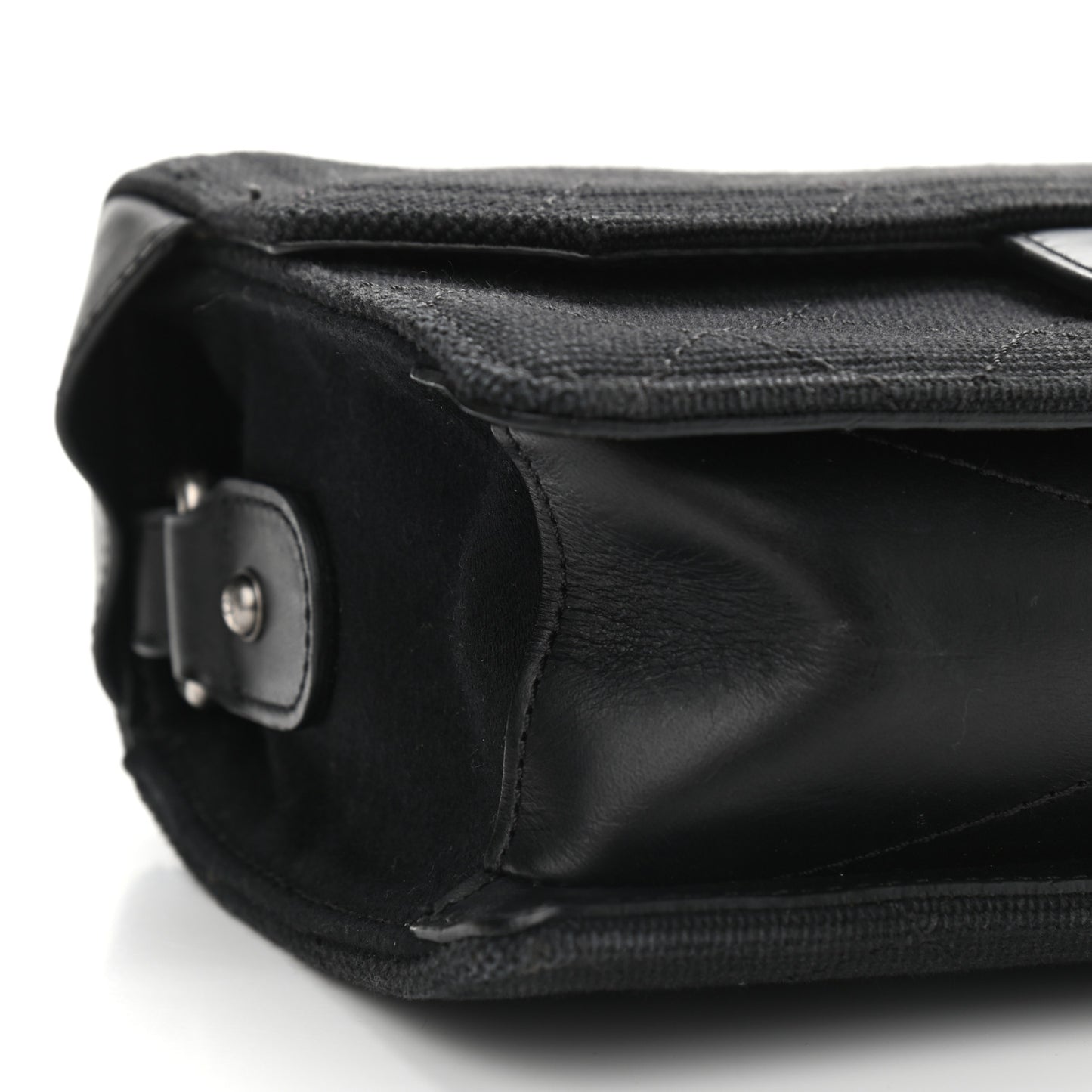 Canvas Calfskin Quilted 2-Way Flap Black