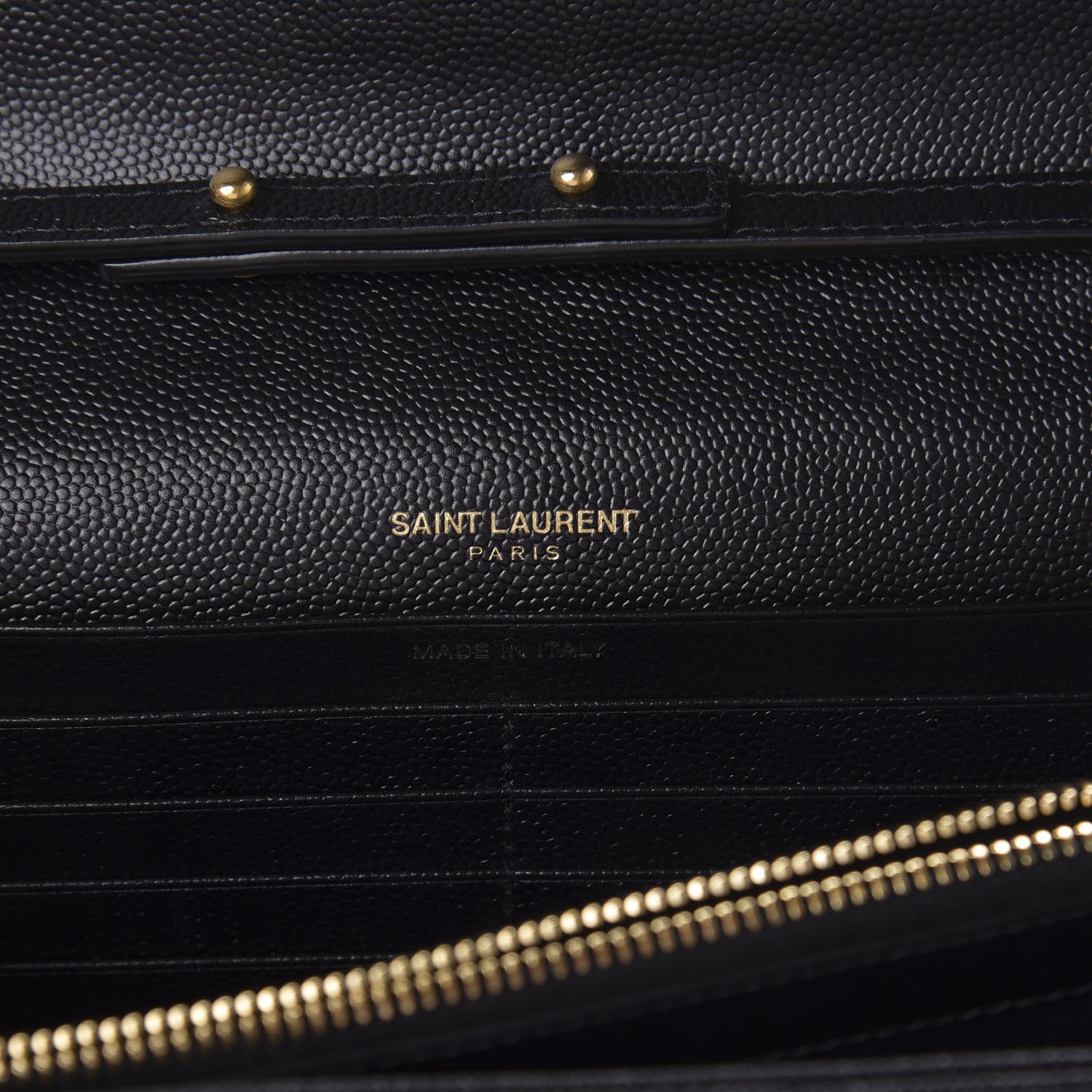 Saint Laurent Grain De Poudre Matelasse Chevron Monogram Chain Wallet Black 6 of 8