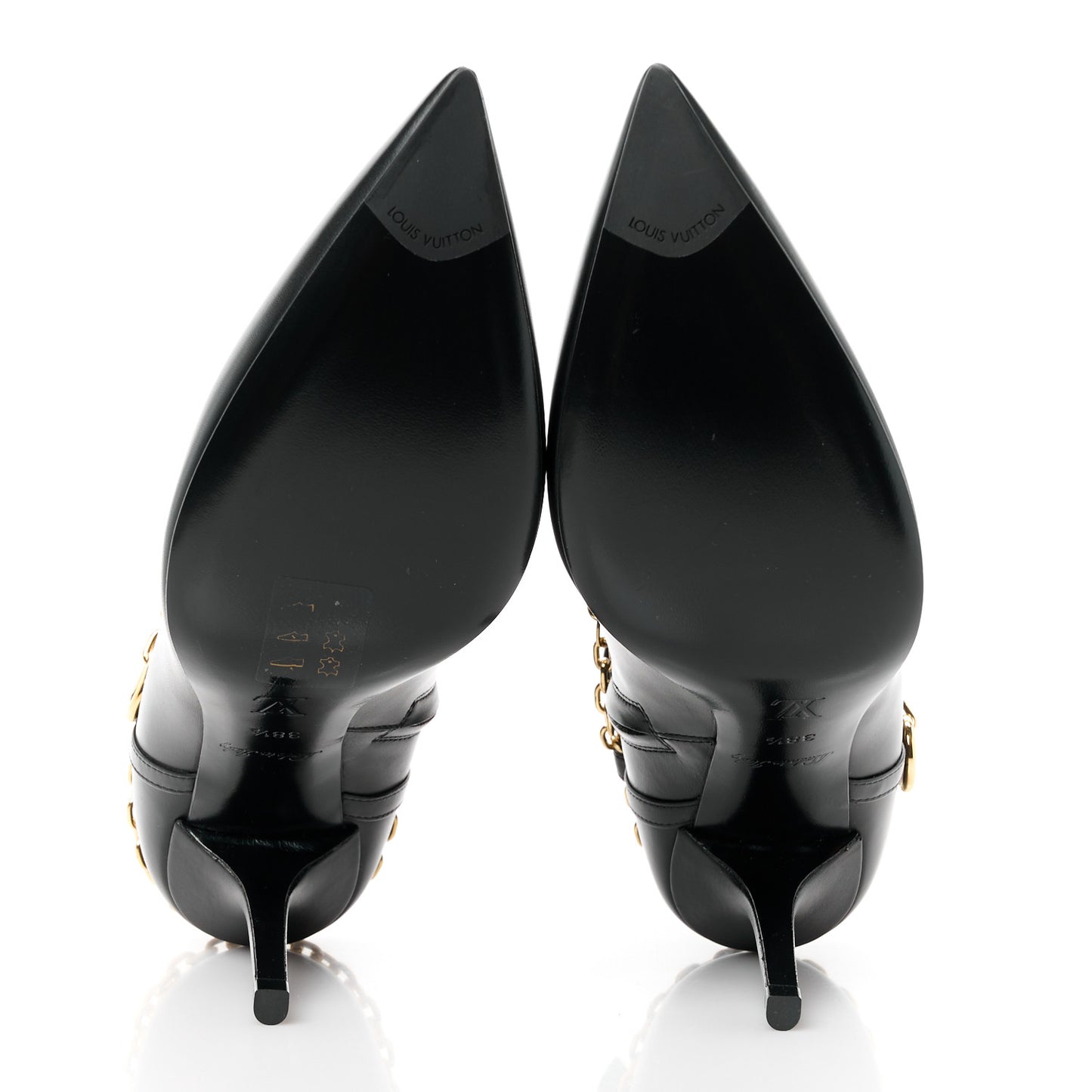 Calfskin Mansion Chain Ankle Boots 38.5 Black
