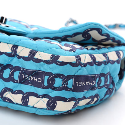 Chanel Silk Chain Printed Medium Single Flap Blue 8 of 8
