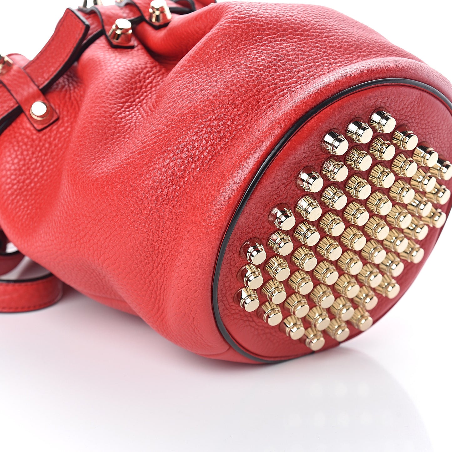 Pebbled Lambskin Small Diego Bucket Red Gold Hardware