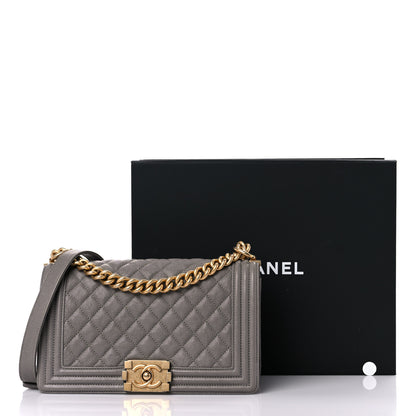 Chanel Caviar Quilted Medium Boy Flap Dark Beige 14 of 14