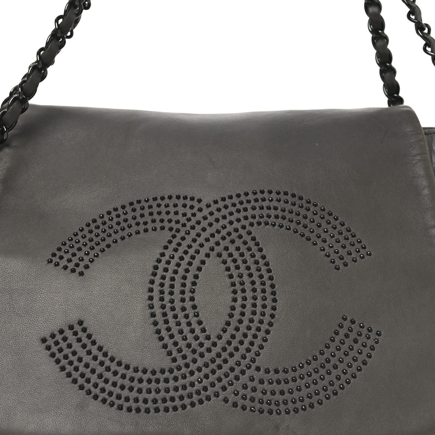 Chanel Lambskin Studded Accordion CC Flap Grey 8 of 10