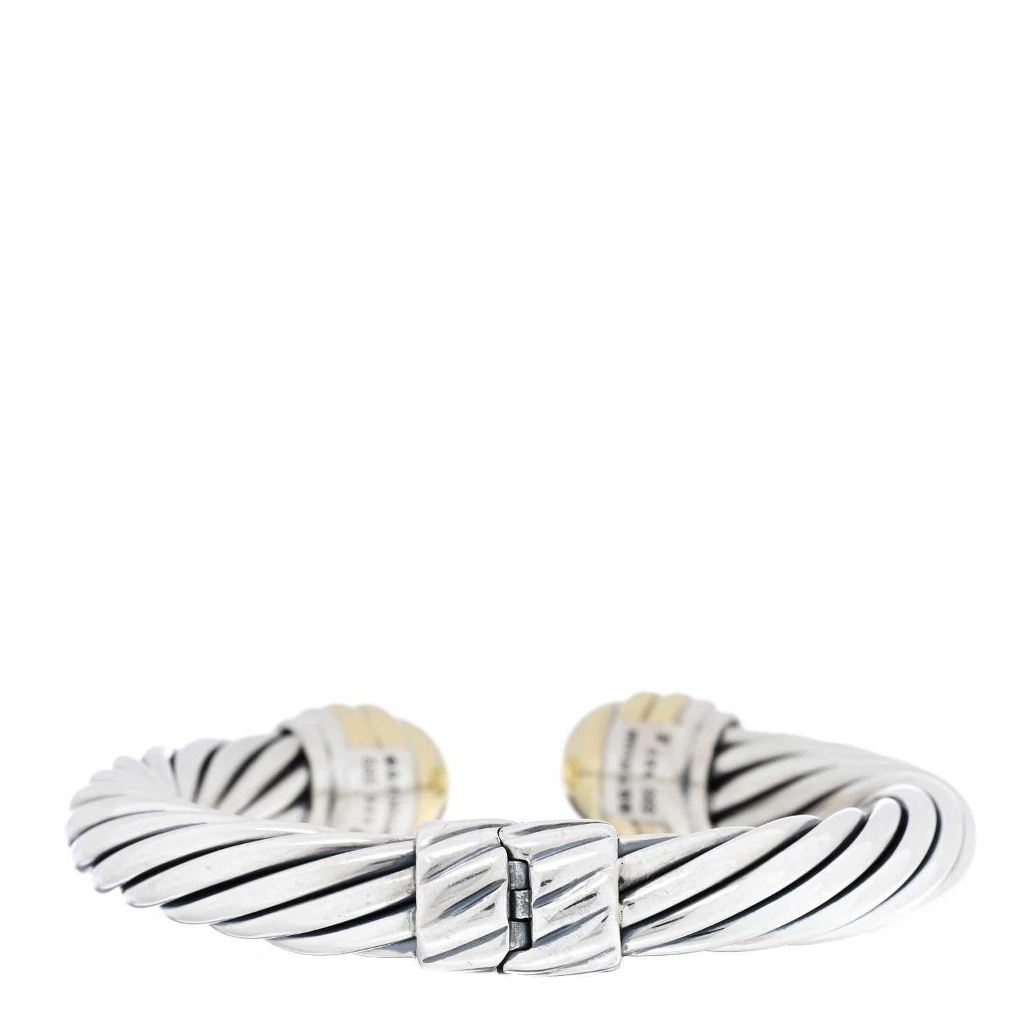 David Yurman Sterling Silver 14K Yellow Gold 10mm Cable Classics Hinged Bracelet 2 of 3