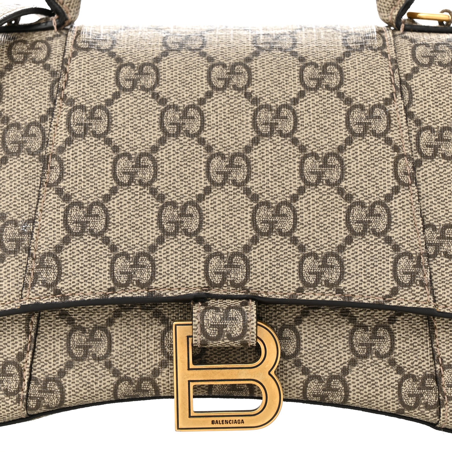 Balenciaga X GUCCI GG Supreme Monogram Small Hourglass Top Handle Bag Beige Ebony 8 of 13