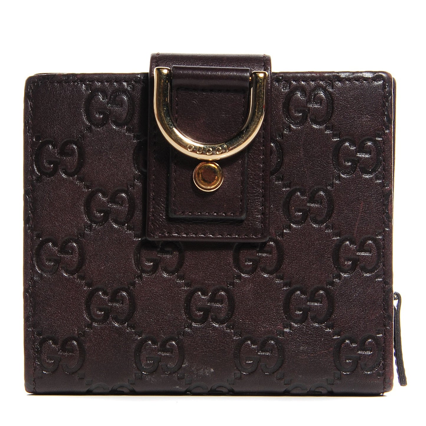 Guccissima D Ring Compact Wallet Chocolate Brown