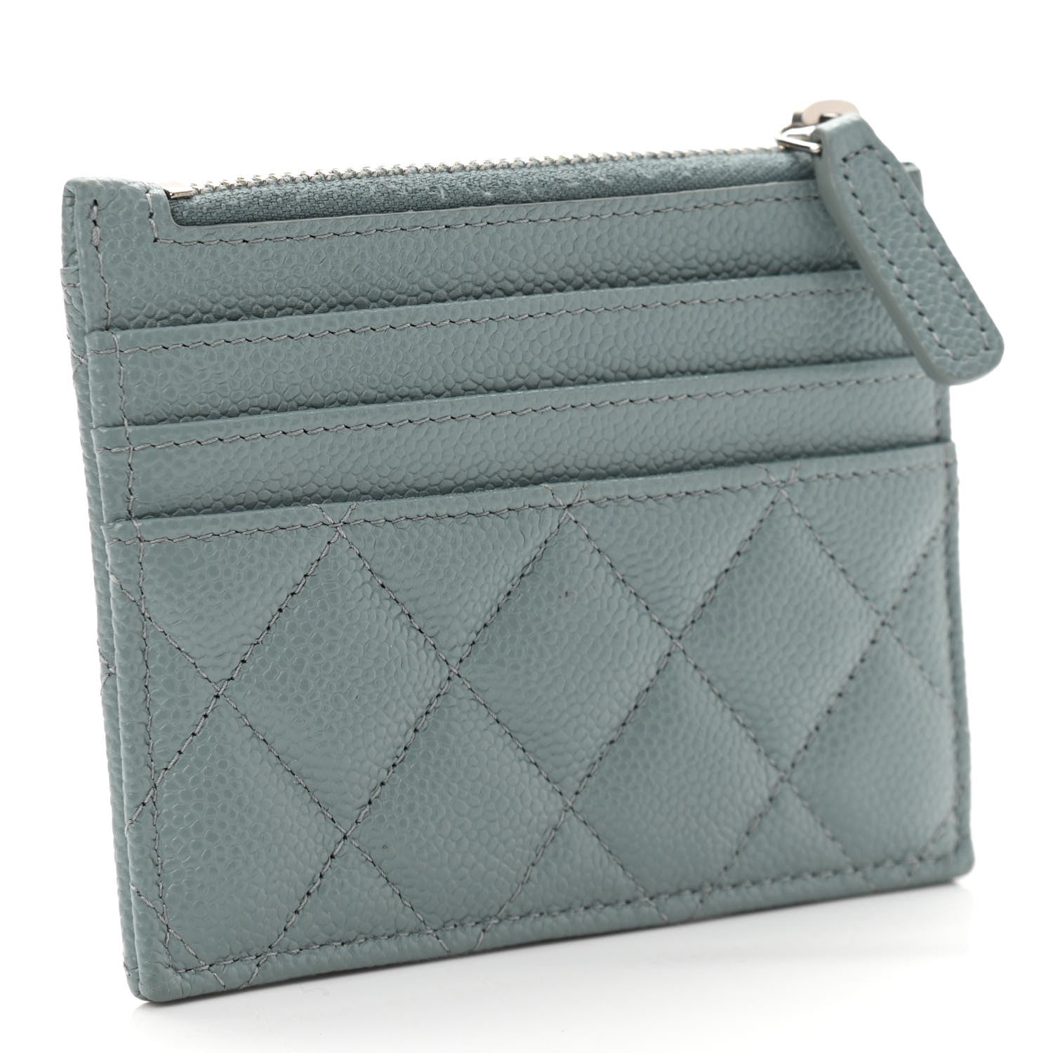 Chanel Caviar Quilted CC Zip Card Holder Light Blue 3 of 7