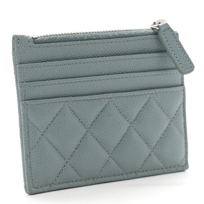 Chanel Caviar Quilted CC Zip Card Holder Light Blue 3 of 7