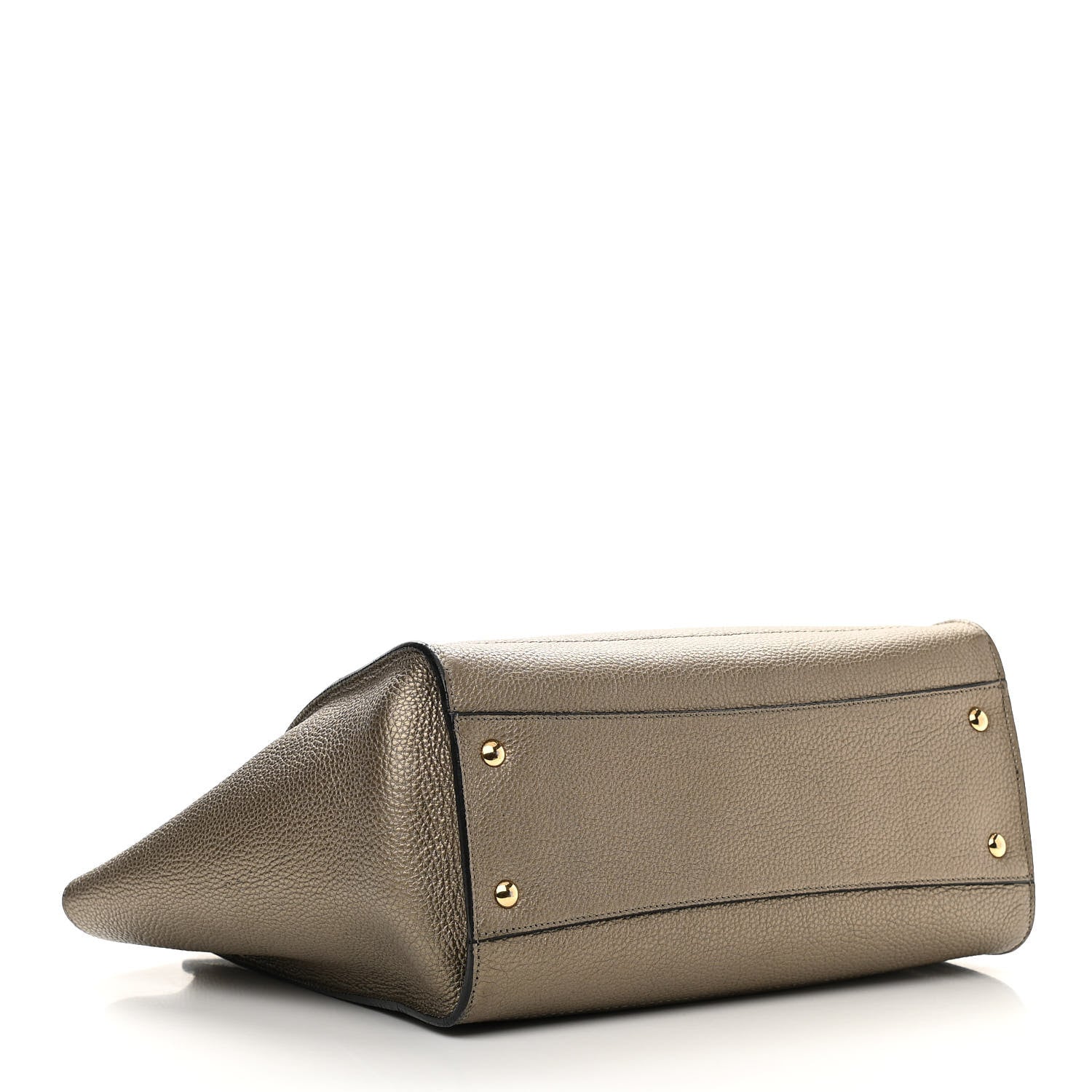 Salvatore Ferragamo Metallic Hammered Calfskin Double Handle Medium Amy Tote Graphite 4 of 15