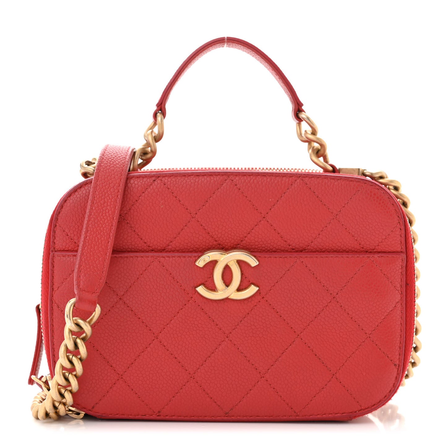 Caviar Quilted Small Camera Case Red