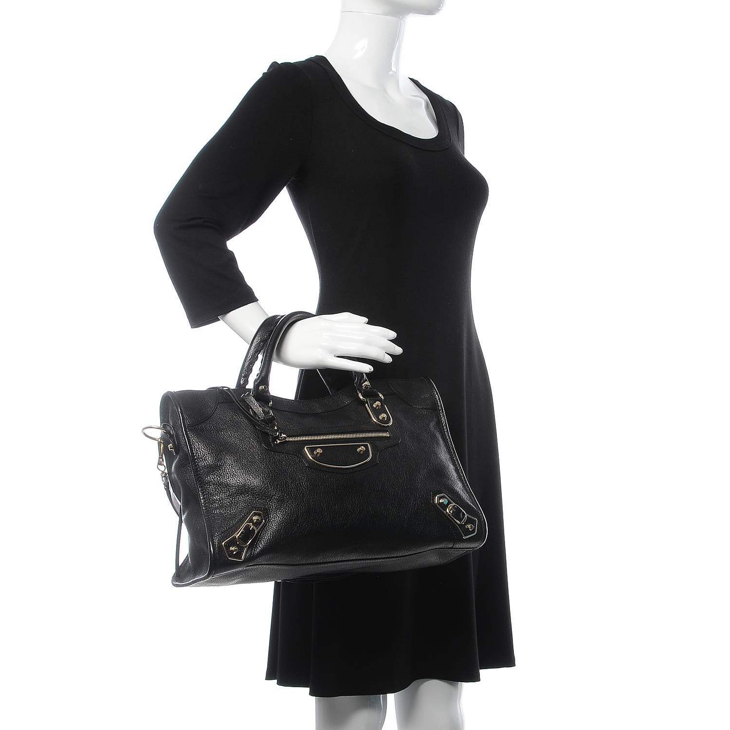 Balenciaga Chevre Gold Metallic Edge Hardware City Black 2 of 9