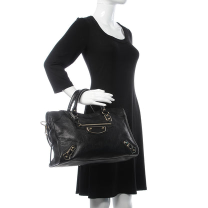 Balenciaga Chevre Gold Metallic Edge Hardware City Black 2 of 9