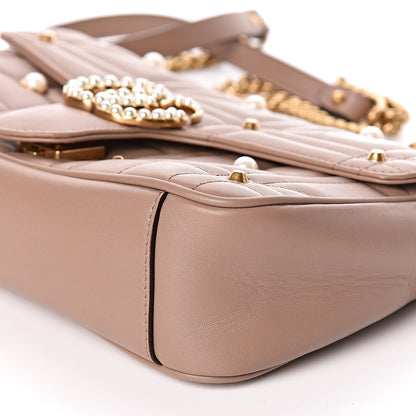 Gucci Calfskin Matelasse Studded Mini Pearly GG Marmont Shoulder Bag Porcelain Rose 9 of 11