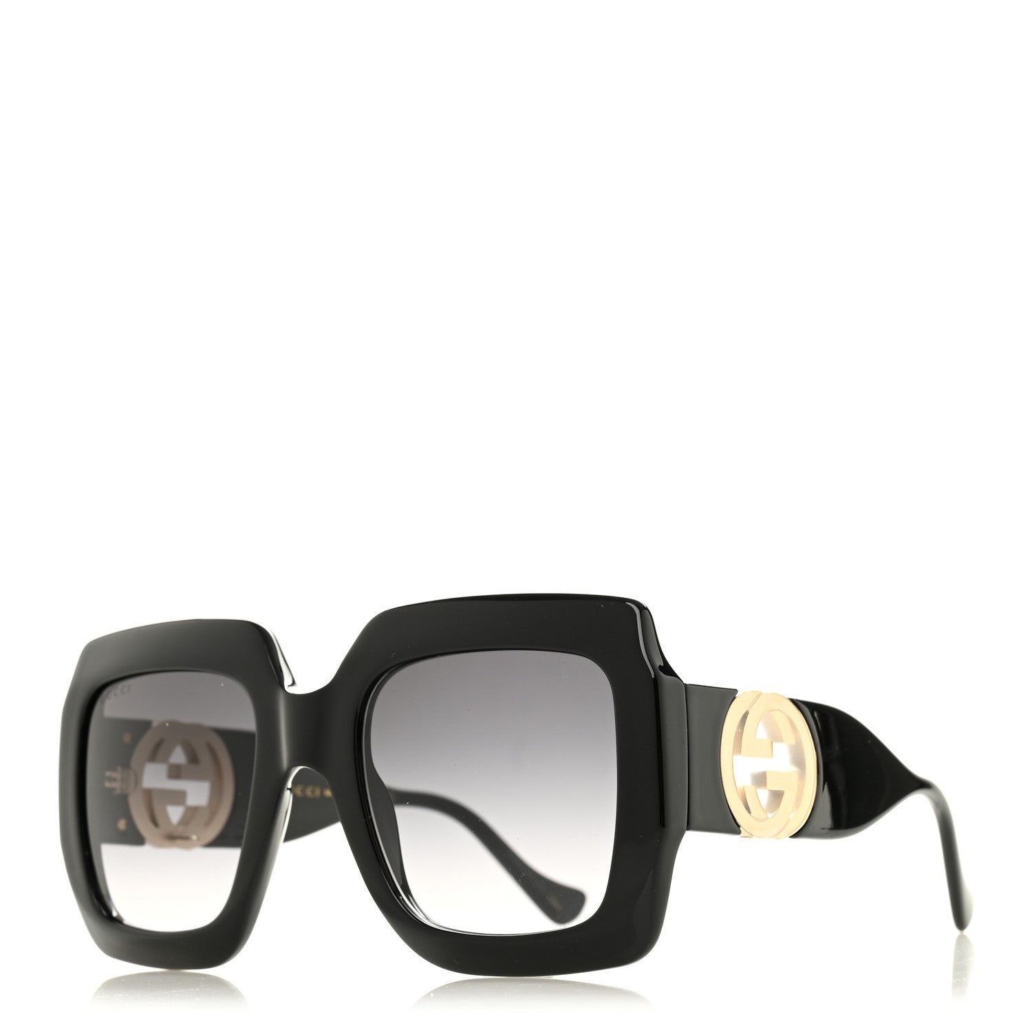 Gucci Acetate Square Frame Chain Sunglasses GG1022S Black 1 of 7