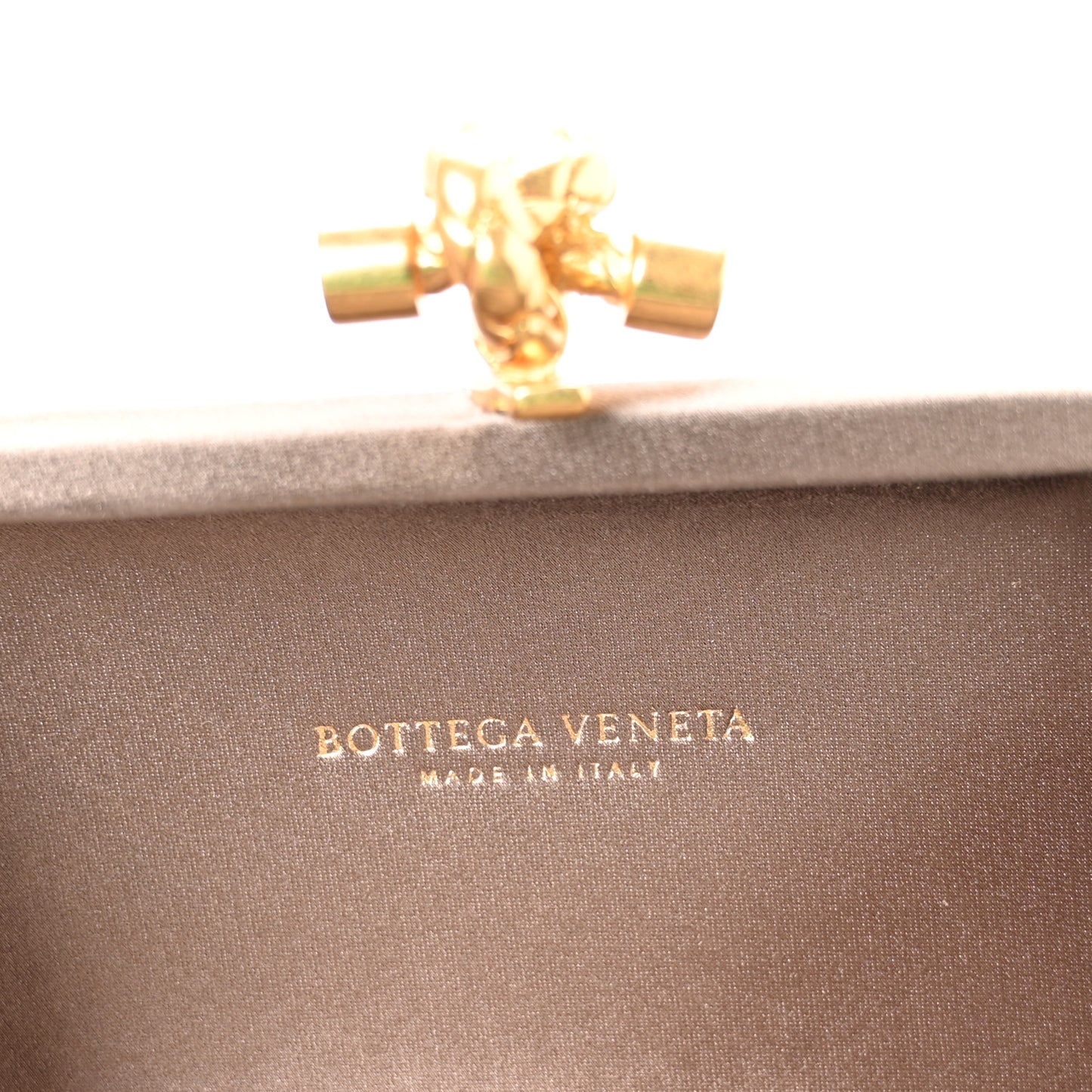 Satin Intreccio Impero Knot Clutch  Limestone