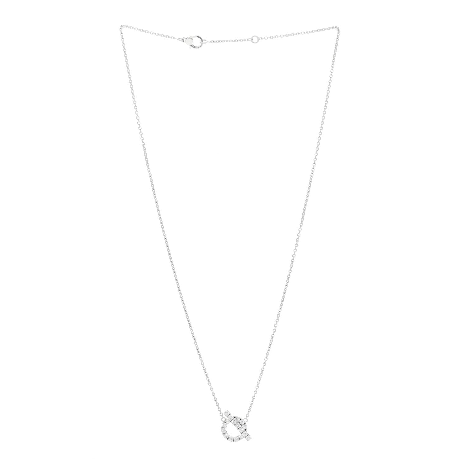 Hermes 18K White Gold Diamond Finesse Pendant Necklace 3 of 6