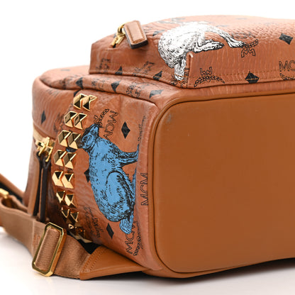 MCM Visetos Small Hide And Seek Rabbit Stark Backpack Cognac 7 of 9
