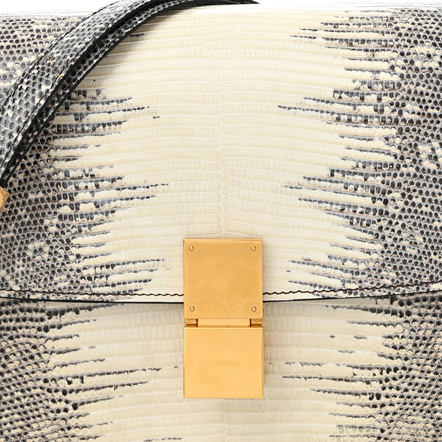 Lizard Medium Classic Box Flap Bag Natural