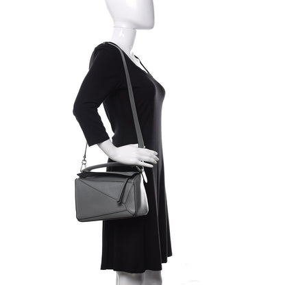 Loewe Calfskin Small Puzzle Bag Gunmetal 2 of 9