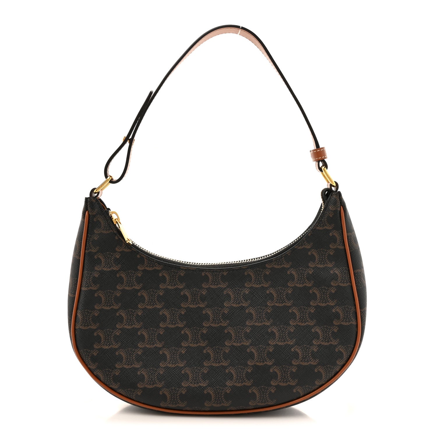 Celine Triomphe Canvas Calfskin Ava Shoulder Bag Tan 1 of 11