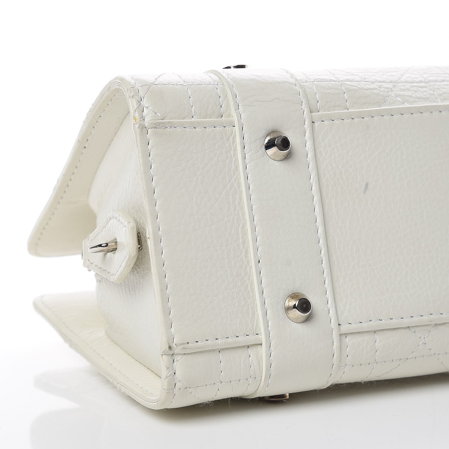 Christian Dior Calfskin Cannage Stitched Small Lady East West Lady Dior White 8 of 26