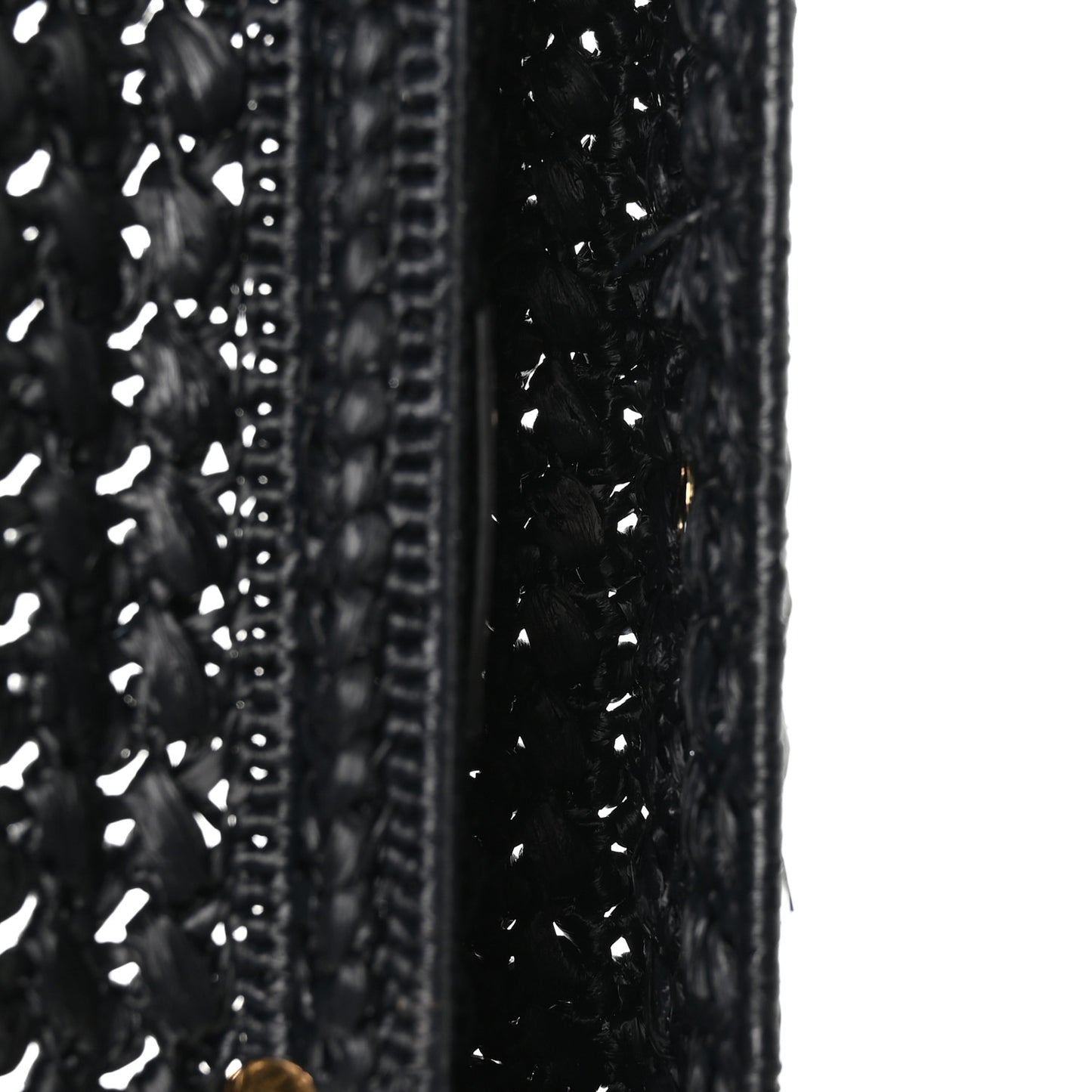 Raffia Effect Claude Chain Shoulder Bag Black