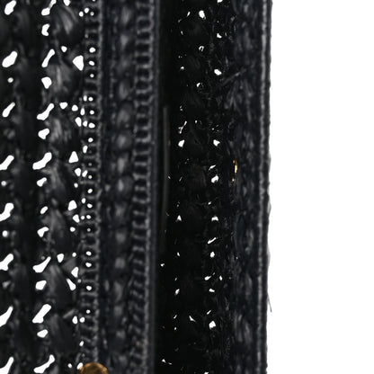 Celine Raffia Effect Claude Chain Shoulder Bag Black 5 of 10