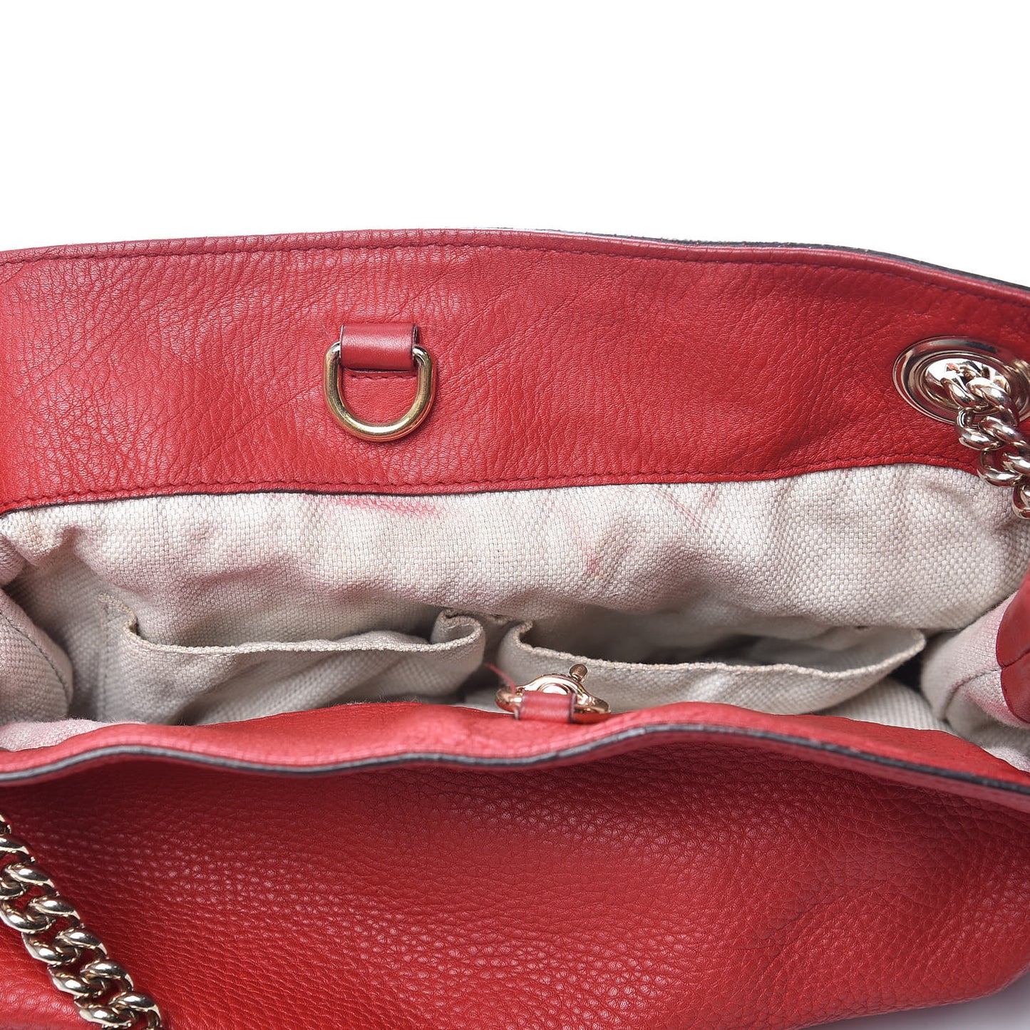Pebbled Calfskin Medium Soho Chain Shoulder Bag Tabasco Red