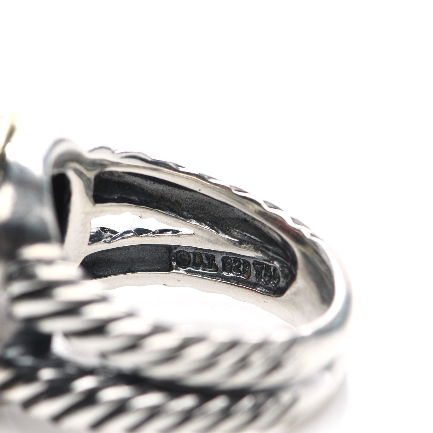 David Yurman Sterling Silver 18K Yellow Gold Diamond Garnet 11mm Albion Ring 52 6 4 of 4