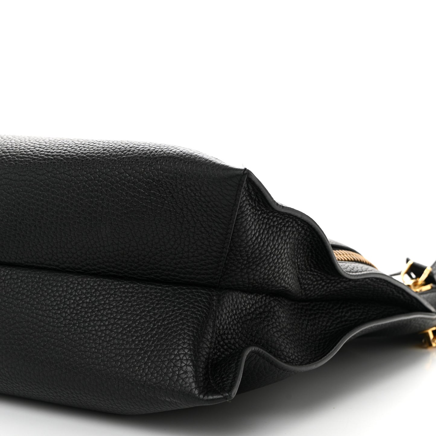 Pebbled Calfskin Large Alix Padlock Zip Hobo Bag Black