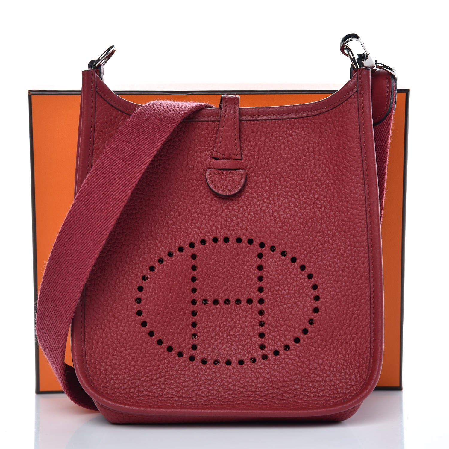 Hermes Taurillon Clemence Evelyne TPM Rouge Grenat 8 of 8