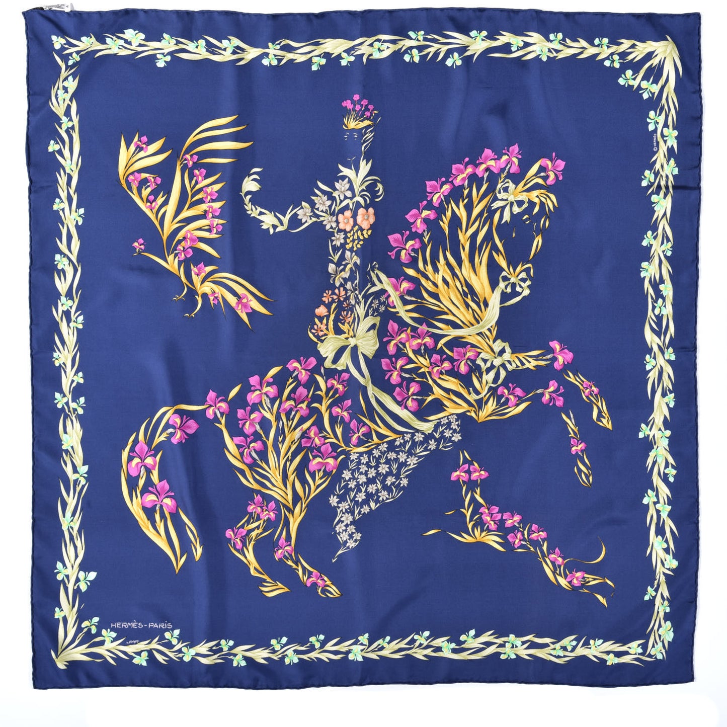 Silk Cheval Fleuri Scarf 90