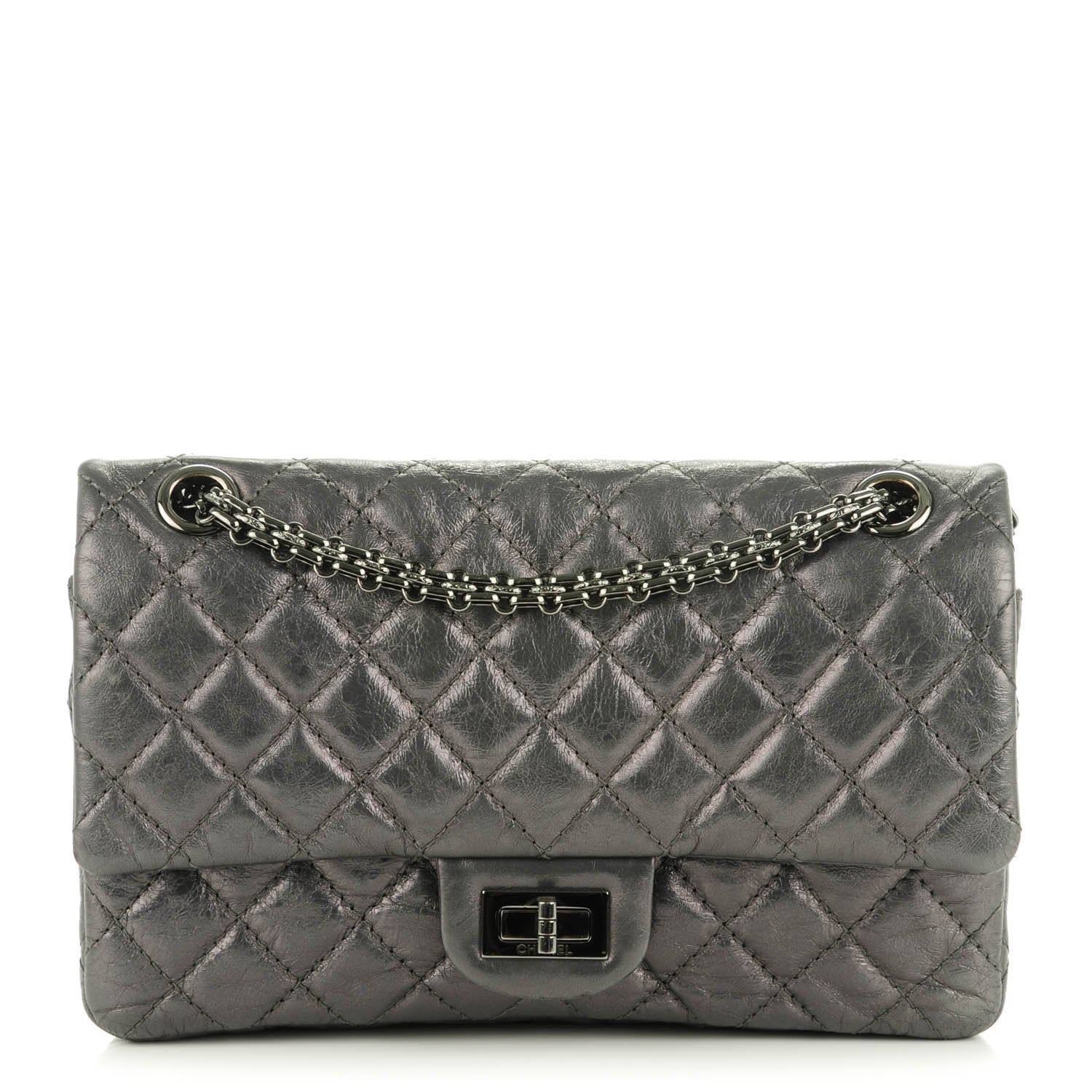 Chanel Metallic Aged Calfskin Quilted 2.55 Reissue 225 Flap Dark Silver 2 of 9