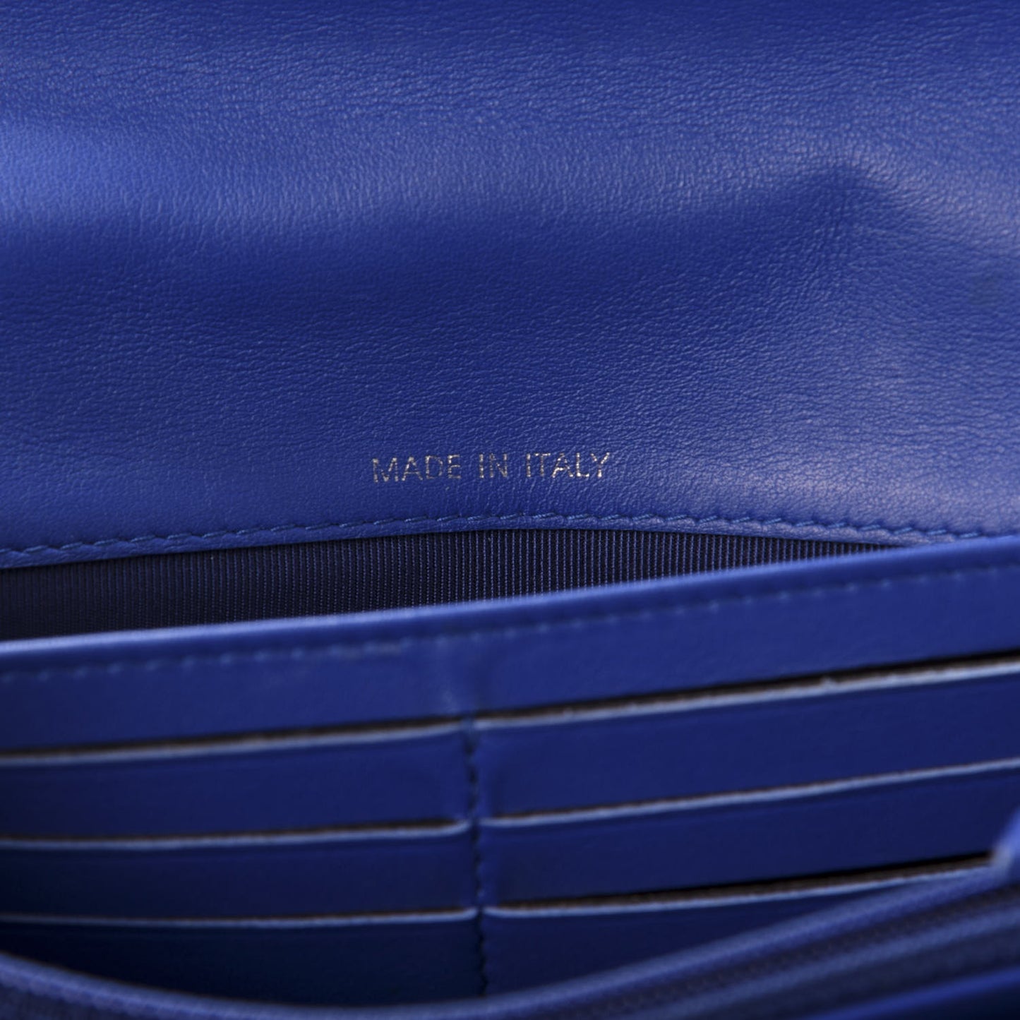 Patent Quilted Large Flap Wallet Blue