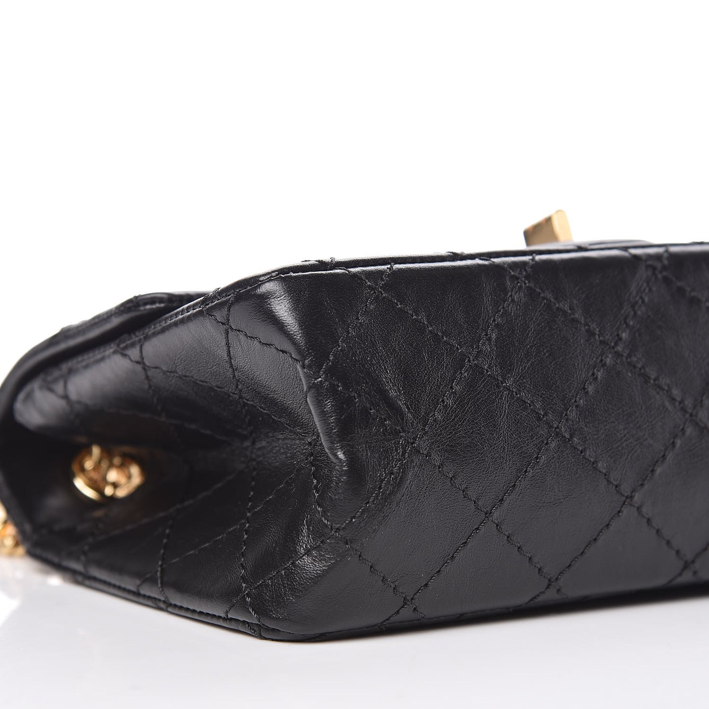 Aged Calfskin Quilted 2.55 Reissue Mini Flap Black