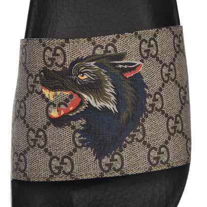 Gucci GG Supreme Monogram Wolf Mens Slide Sandals 11 Beige 9 of 10