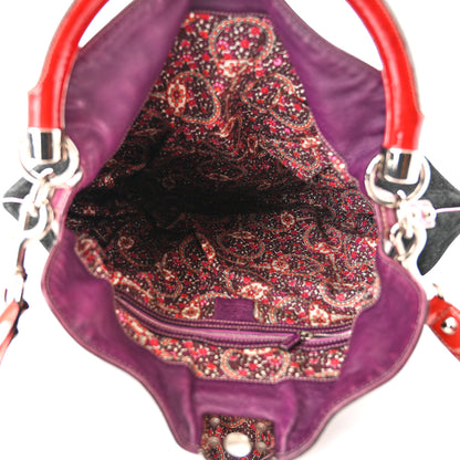 Gucci Suede Large Indy Top Handle Hobo Black Purple Red 5 of 10