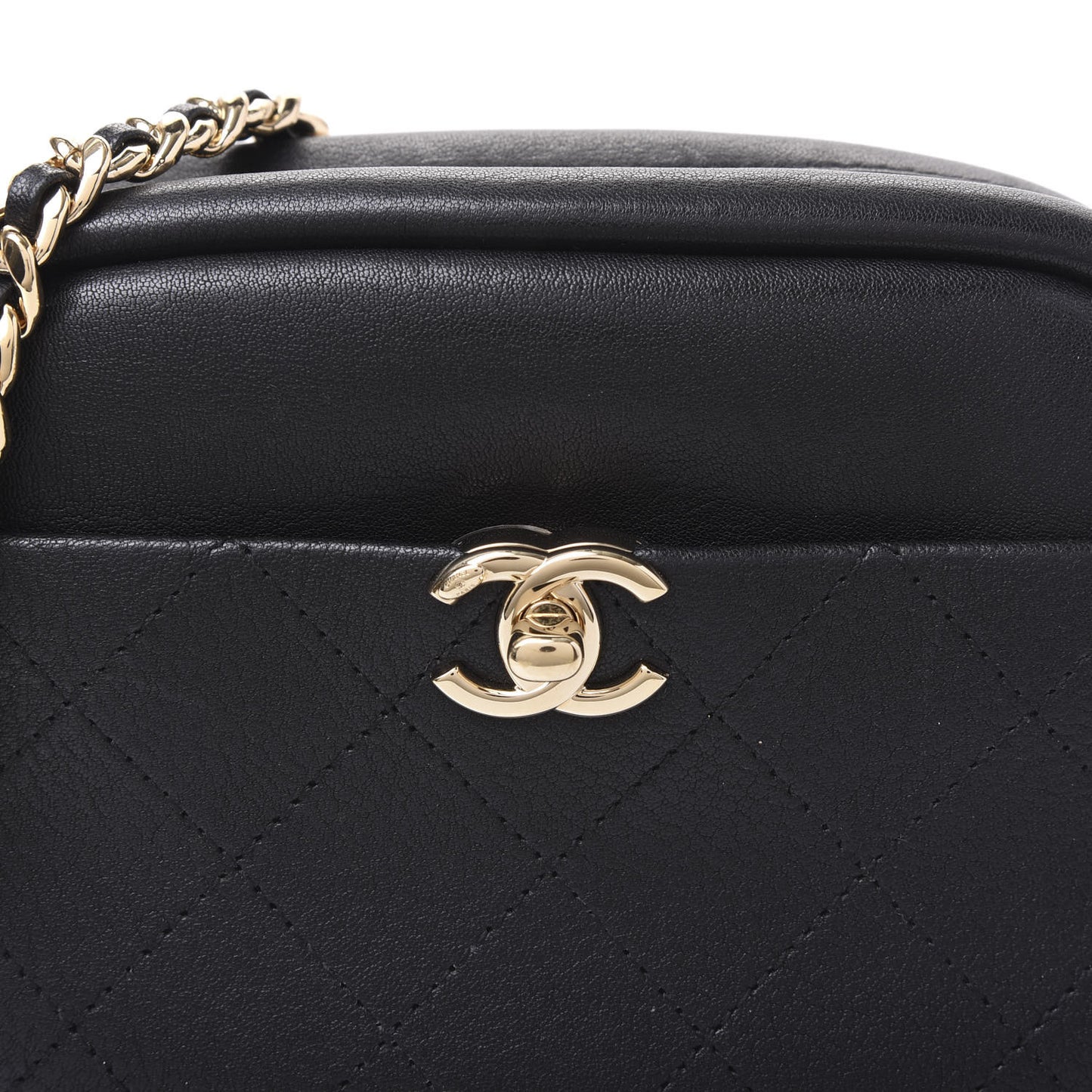 Goatskin Quilted Small Casual Trip Camera Case Black