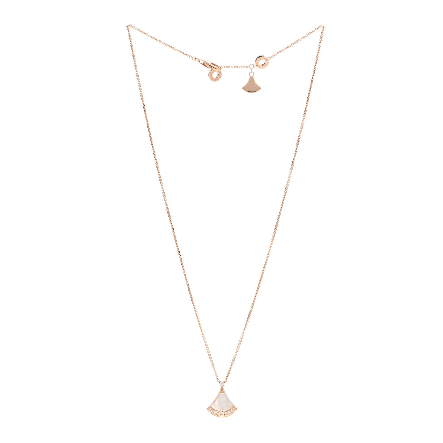 18K Rose Gold Diamond Mother of Pearl Divas' Dream Pave Pendant Necklace