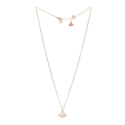 Bulgari 18K Rose Gold Diamond Mother of Pearl Divas' Dream Pave Pendant Necklace 3 of 5